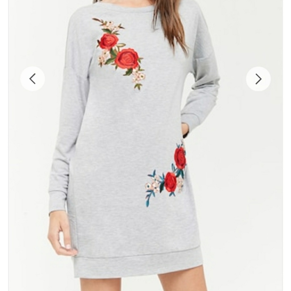 Embroidered long sleeve dress